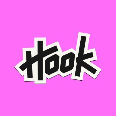 The company's logo consists of a hot-pink background with the black word, "Hook," which is outlined in white.